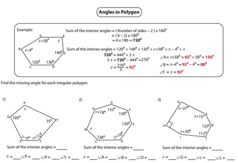 Polygon Angle Sum Theorem Worksheet Pdf - Brian Harrington's Addition